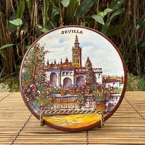 Vintage Sevilla Spain Decorative Plate Hand Painted Landmark Souvenir Wall Decor